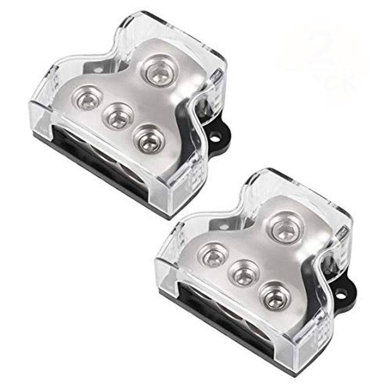 VonSom 3 Way Power Distribution Block, 1x 0 Gauge in / 3X 4 Gauge Out Amp Power Distribution Ground Distributor Connecting Block for Car Amplifier Audio Splitter 2 Pack - Image 1